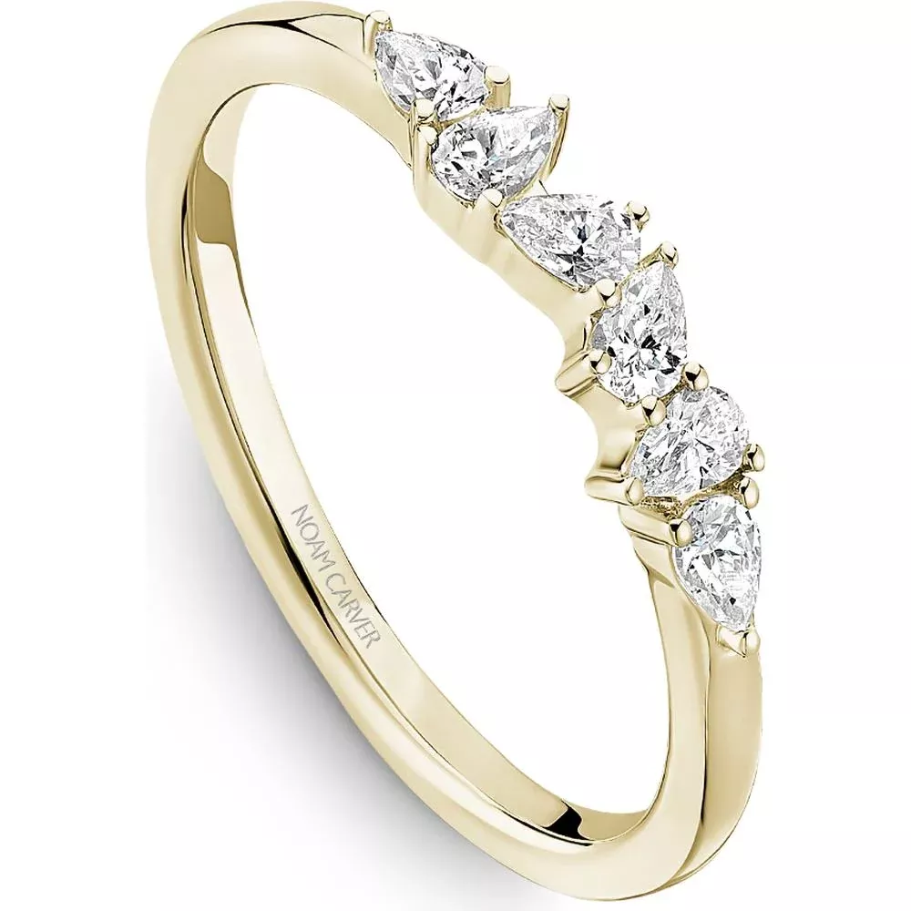 Noam Carver 14K Yellow Gold Stackable Wedding Band with Pear Cut Diamonds - 0.33 Carat Total Diamond Weight