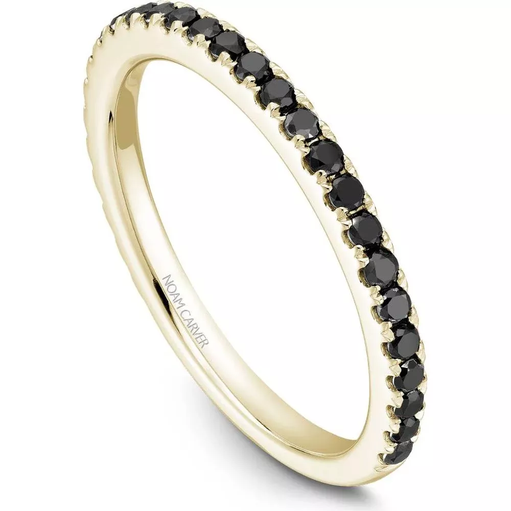 Noam Carver 14K Yellow Gold Stackable Wedding Band with Round Black Diamonds - 0.43 Carat Total Diamond Weight