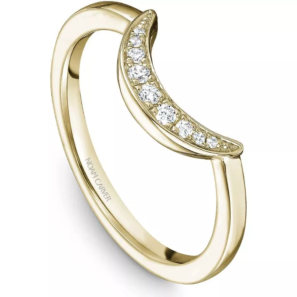 Noam Carver 14K Yellow Gold Stackable Wedding Band with Round Cut Diamonds - 0.07 Carat Total Diamond Weight