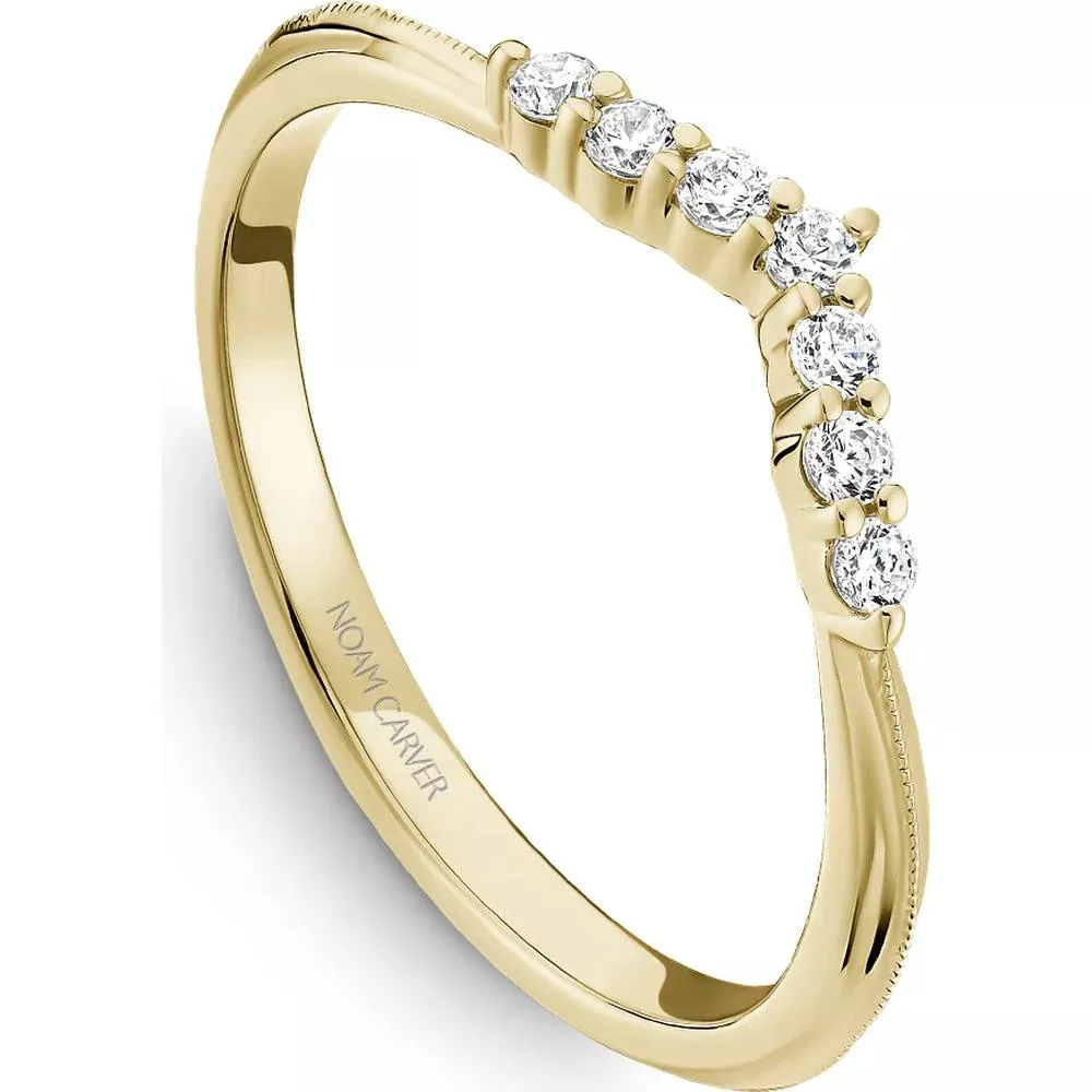 Noam Carver 14K Yellow Gold Stackable Wedding Band with Round-Cut Diamonds - 0.13 Carat Total Diamond Weight