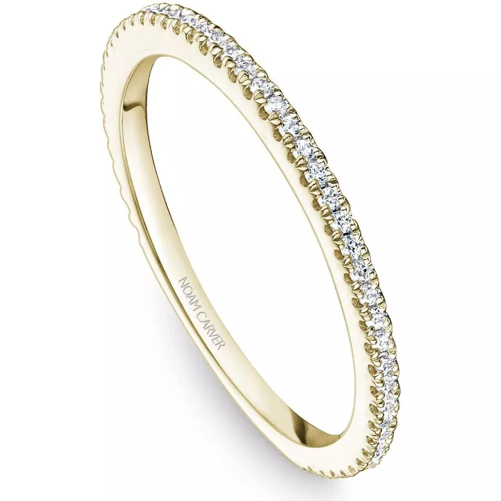 Noam Carver 14K Yellow Gold Stackable Wedding Band with Round Cut Diamonds - 0.14 Carat Total Diamond Weight