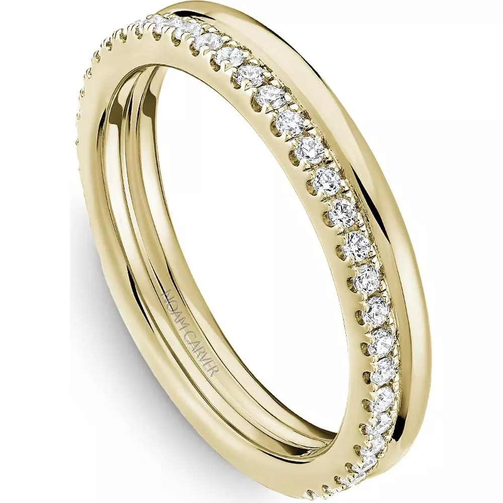 Noam Carver 14K Yellow Gold Stackable Wedding Band with Round Cut Diamonds - 0.24 Carat Total Diamond Weight
