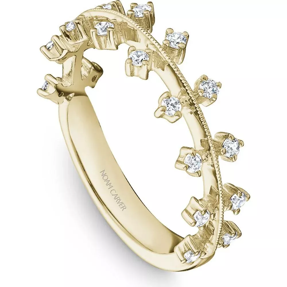 Noam Carver 14K Yellow Gold Stackable Wedding Band with Round Cut Diamonds - 0.25 Carat Total Diamond Weight