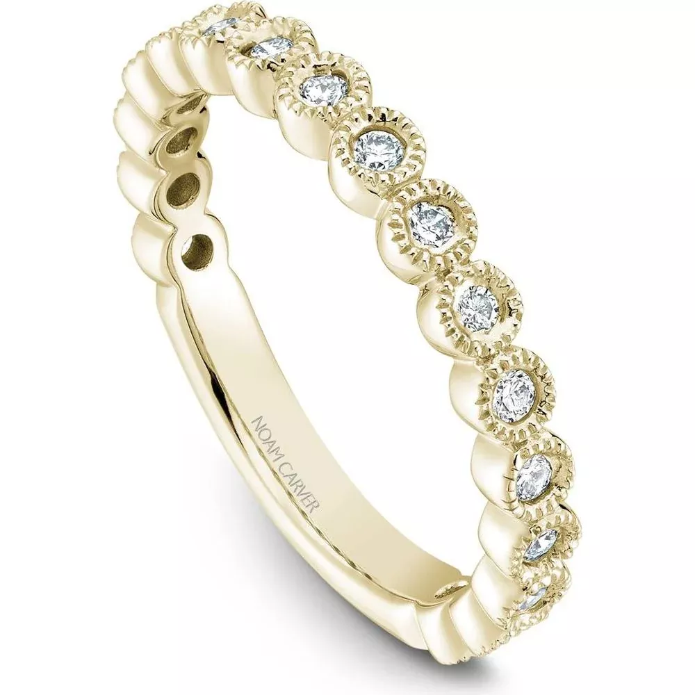 Noam Carver 14K Yellow Gold Stackable Wedding Band with Round Cut Diamonds - 0.31 Carat Total Diamond Weight