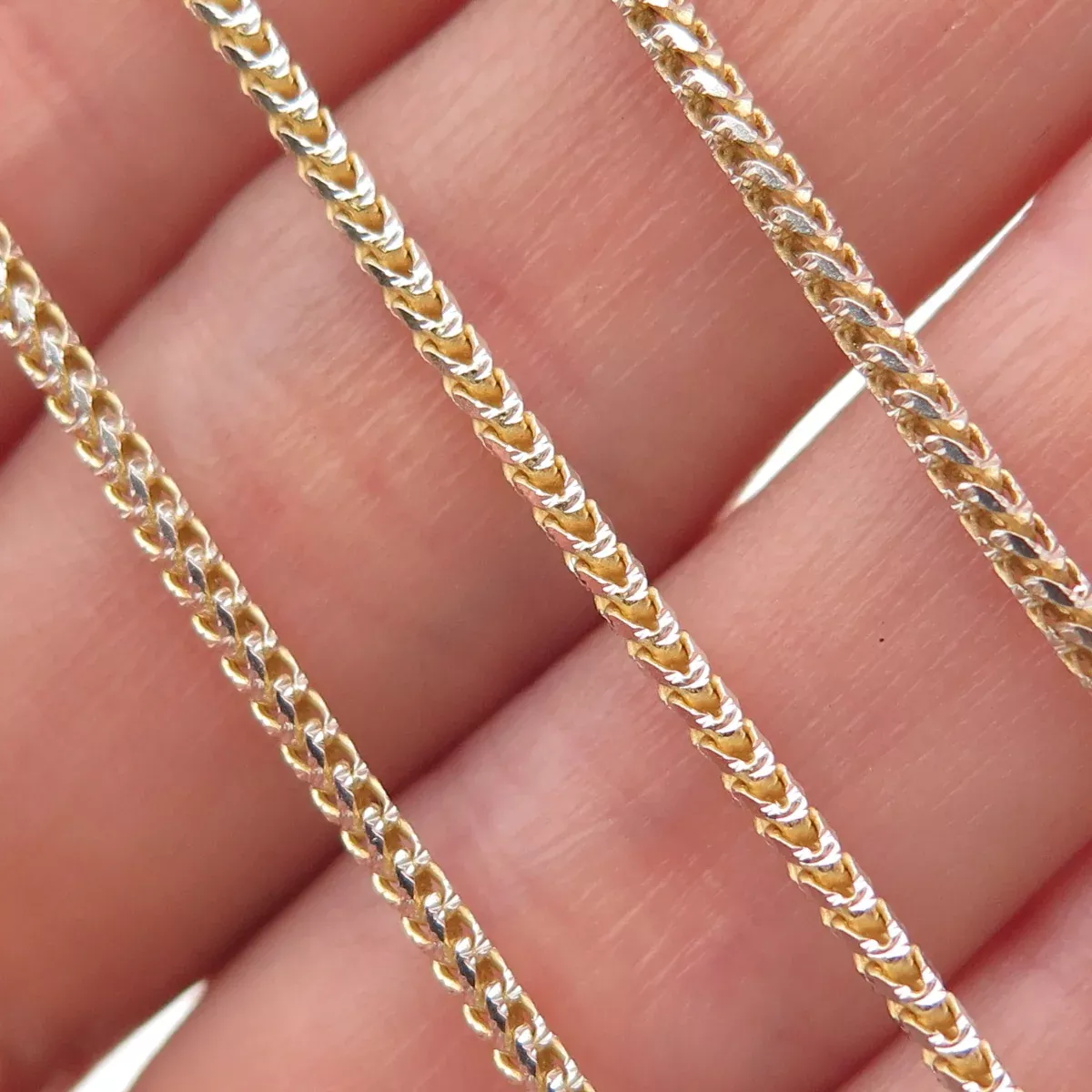 P. Lux 925 Sterling Silver Gold Plated Italy Franco Chain Necklace 18