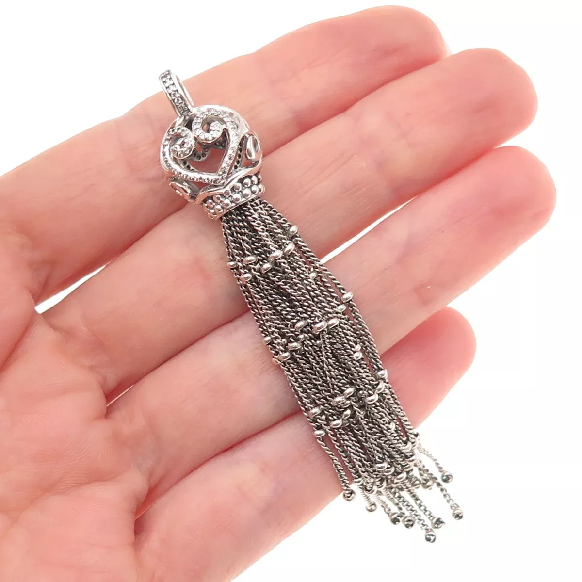 Pandora 925 Sterling Silver C Z Oriental Large Tassel Pave Dangle Charm