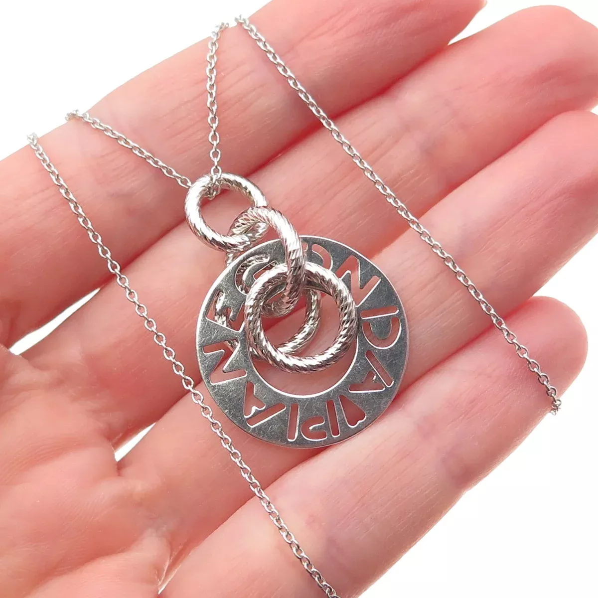 Pianegonda 925 Sterling Silver Italy Multi-Disc Cable Chain Necklace 18