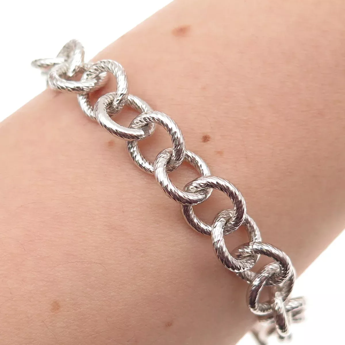Pianegonda 925 Sterling Silver Italy Rolo Link Bracelet 7
