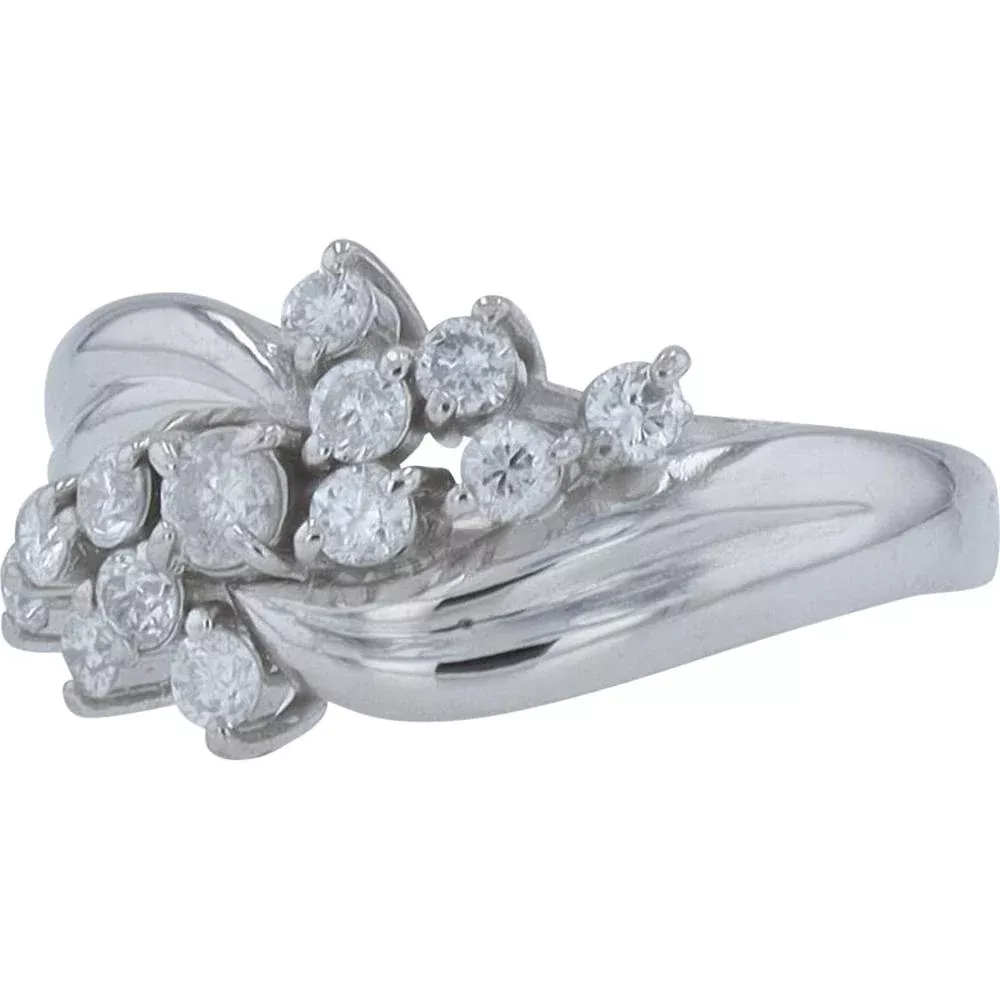 Platinum 0.53 Carat Diamond Cluster Ring