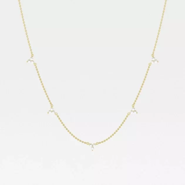 Romancing Trinity Fashion Necklace with 0.38 Total Carat Weight Round Lab Grown Diamond