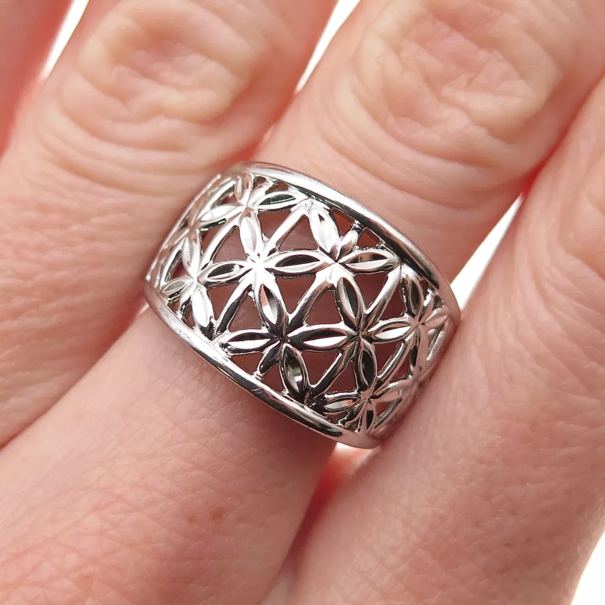 Ross Simons 925 Sterling Silver Butterfly Pattern Ring Size 7.25
