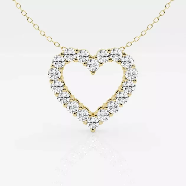 Round Lab Grown Diamond Heart Pendant - 1.5 Total Carat Weight