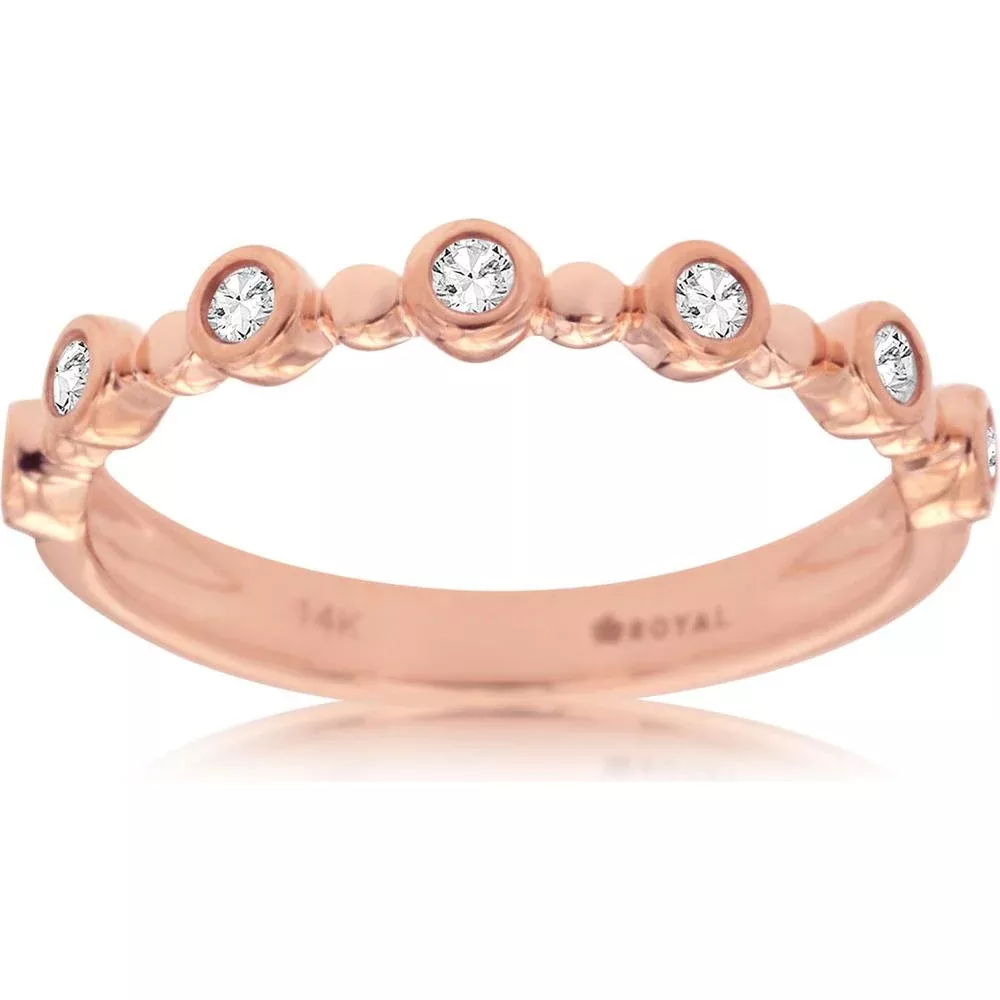 Royal 14K Rose Gold Diamond Eternity Wedding Band - 0.15 Carat Total Diamond Weight