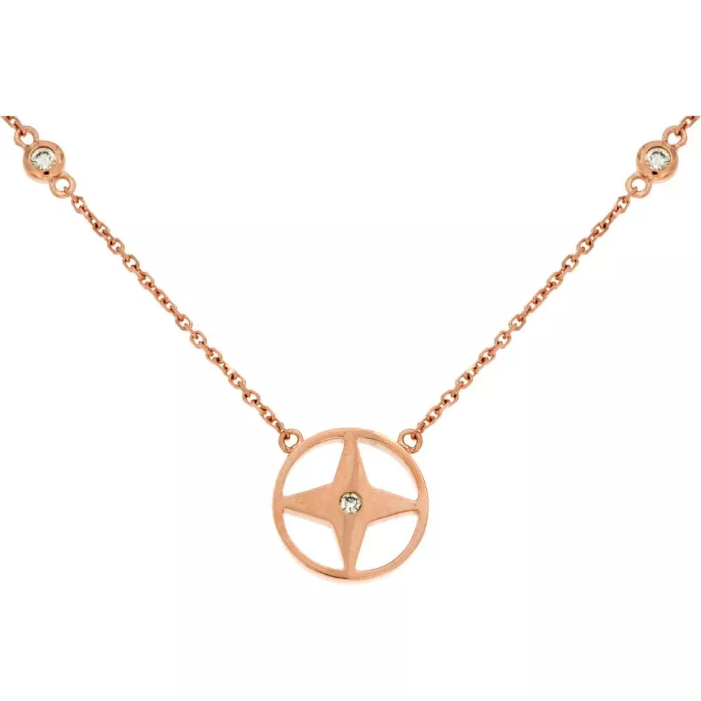 Royal 14K Rose Gold Diamond Necklace - 0.06 Carat Total Diamond Weight
