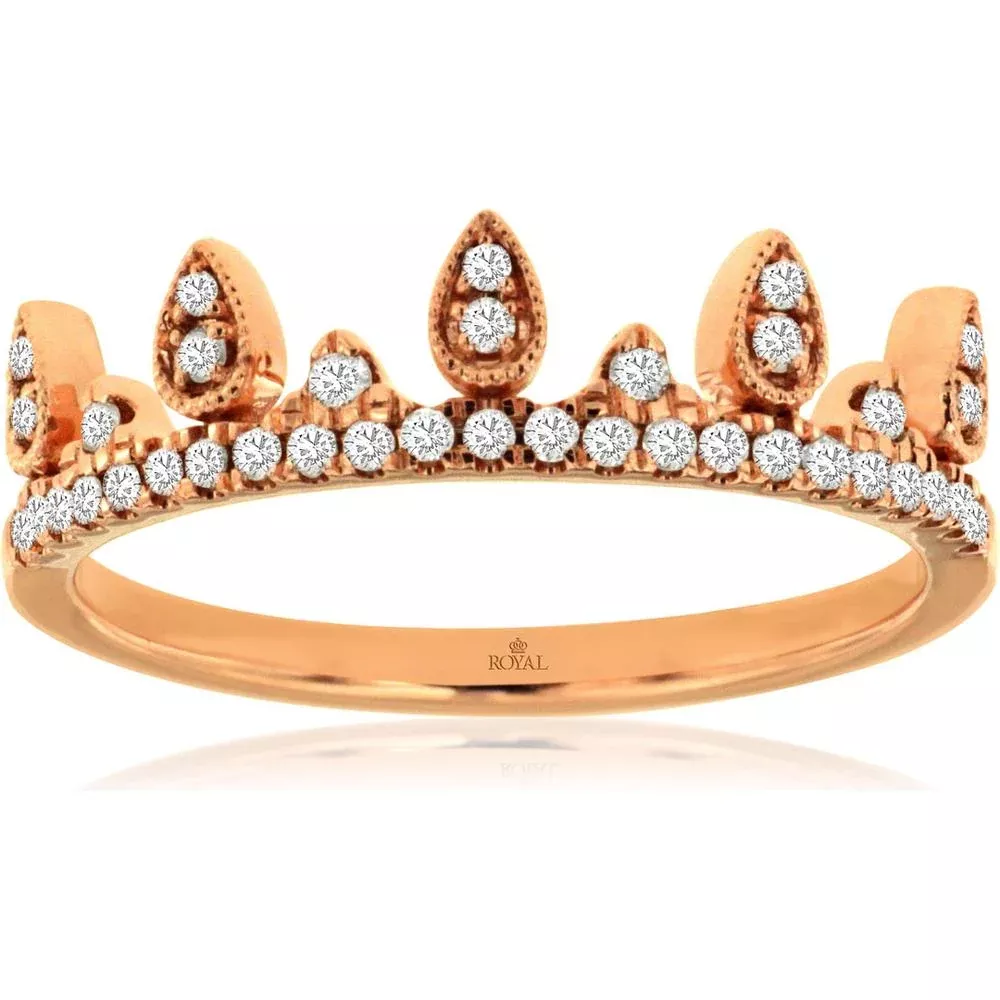 Royal 14K Rose Gold Diamond Wedding Band - 0.21 Carat Total Diamond Weight
