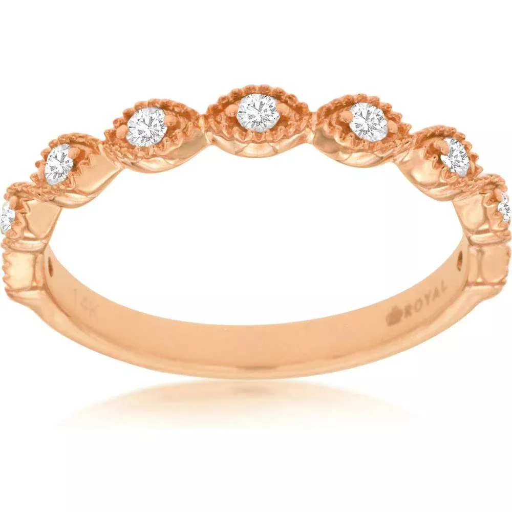 Royal 14K Rose Gold Diamond Wedding Band - Timeless Elegance for Your Love Story