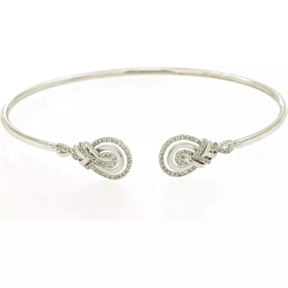 Royal 14K White Gold Bangle with Diamond Knots - 0.34 Carat Total Diamond Weight