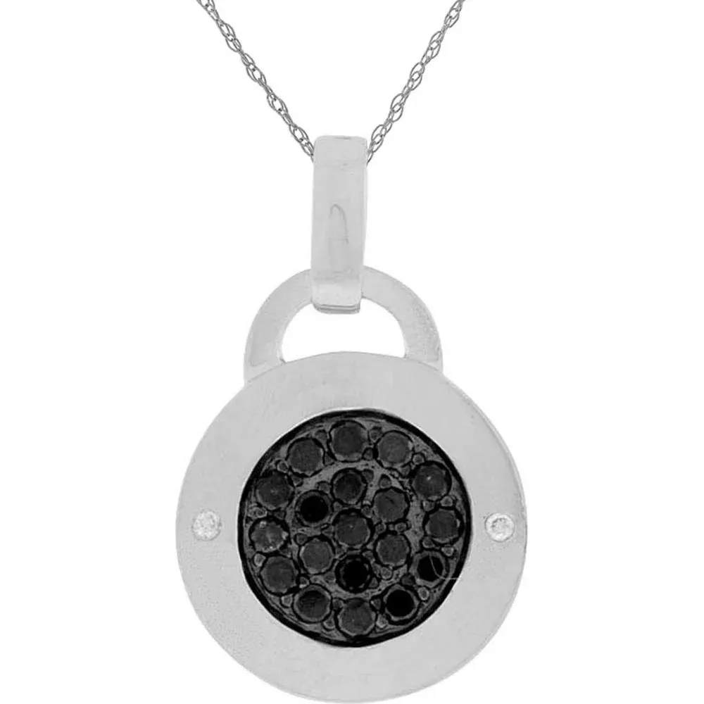 Royal 14K White Gold Black & White Diamond Halo Pendant