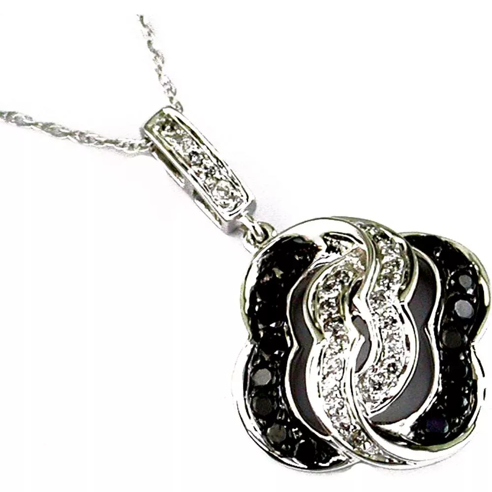 Royal 14K White Gold Black and White Diamond Pendant - 0.40 Carat Total Diamond Weight
