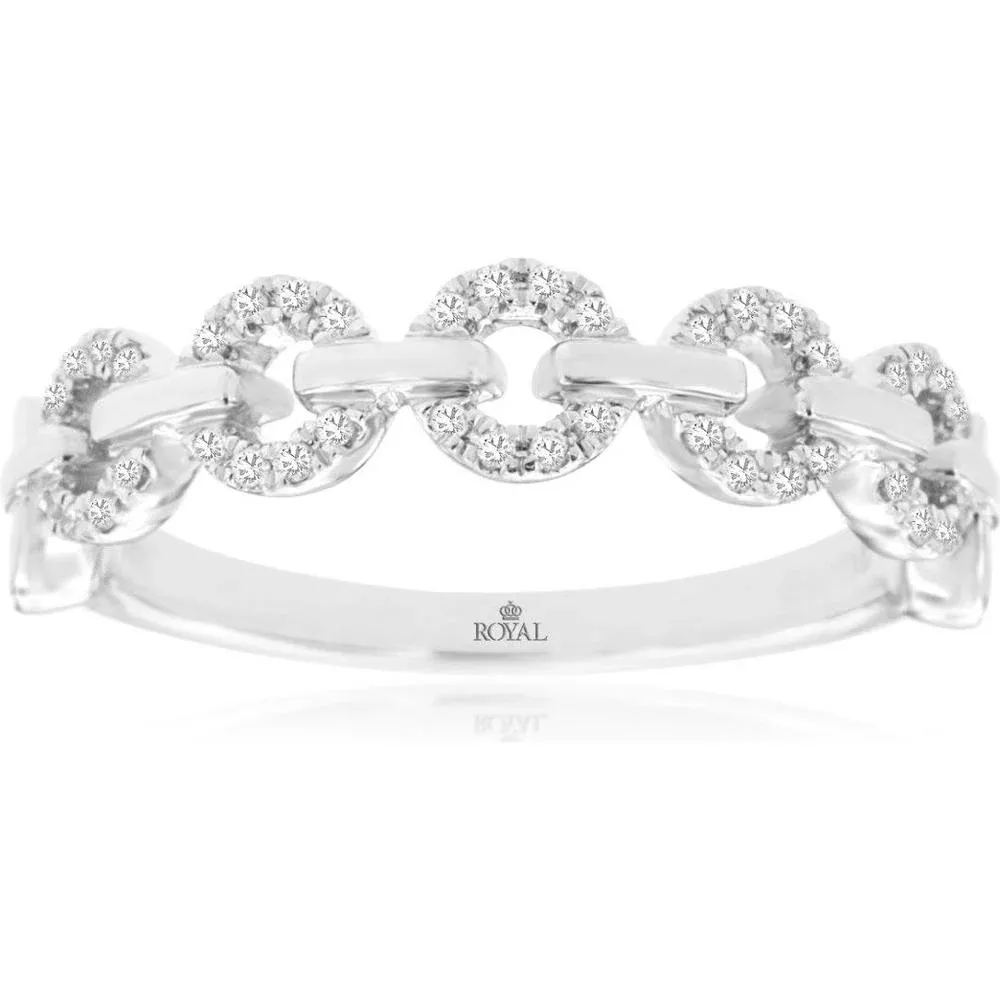 Royal 14K White Gold Chain Link Diamond Wedding Band - 0.10 Carat Total Diamond Weight