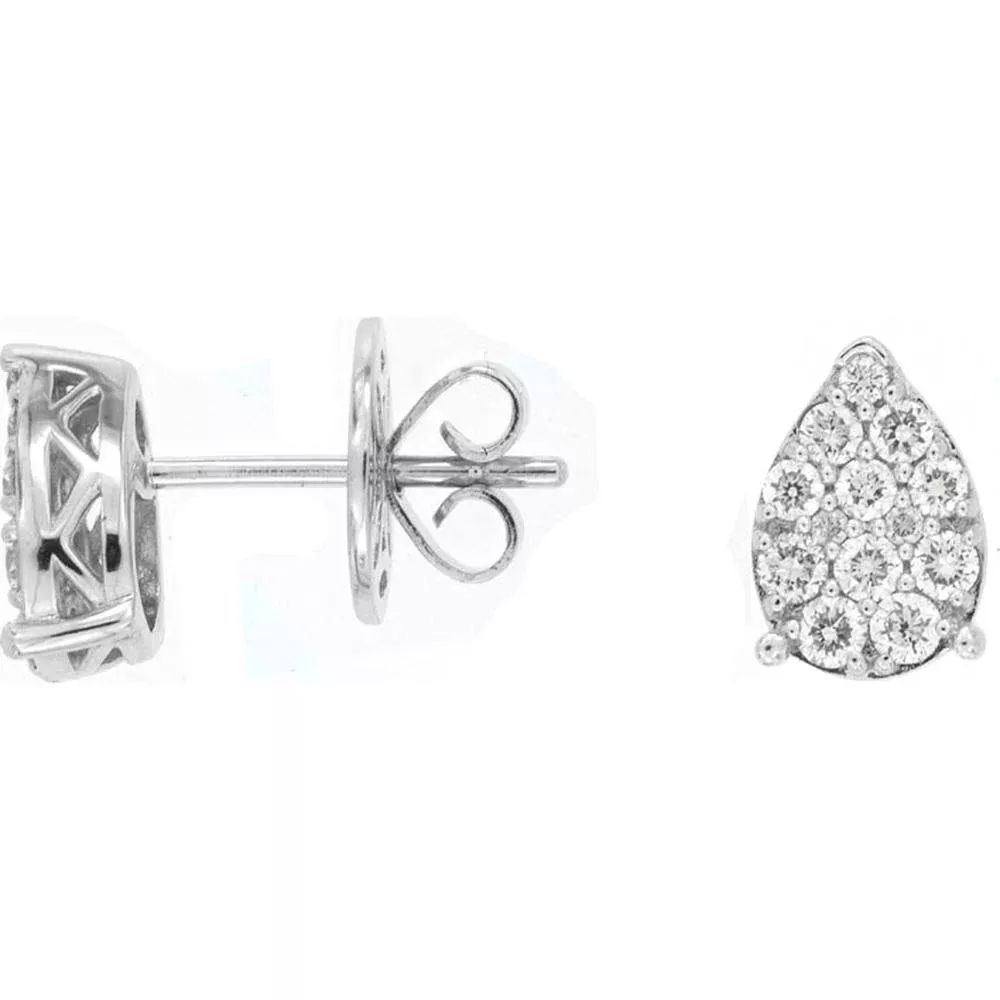 Royal 14K White Gold Teardrop Diamond Stud Earrings - 0.50 Carat Total Diamond Weight