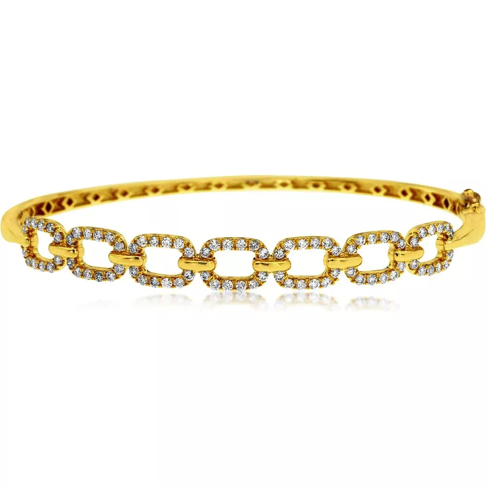 Royal 14K Yellow Gold Diamond Bangle with Interlinked Design - 0.85 Carat Total Diamond Weight