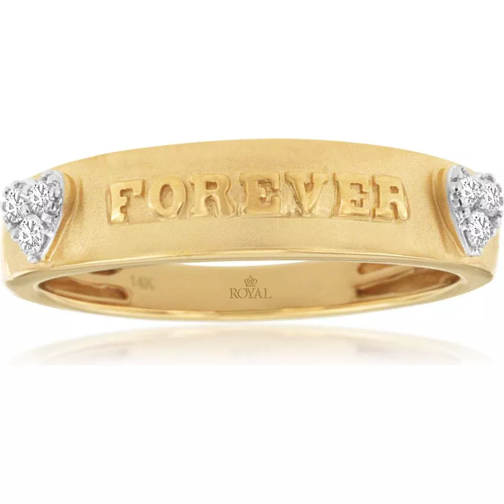 Royal 14K Yellow Gold Diamond Wedding Band - 0.10 Carat Total Diamond Weight