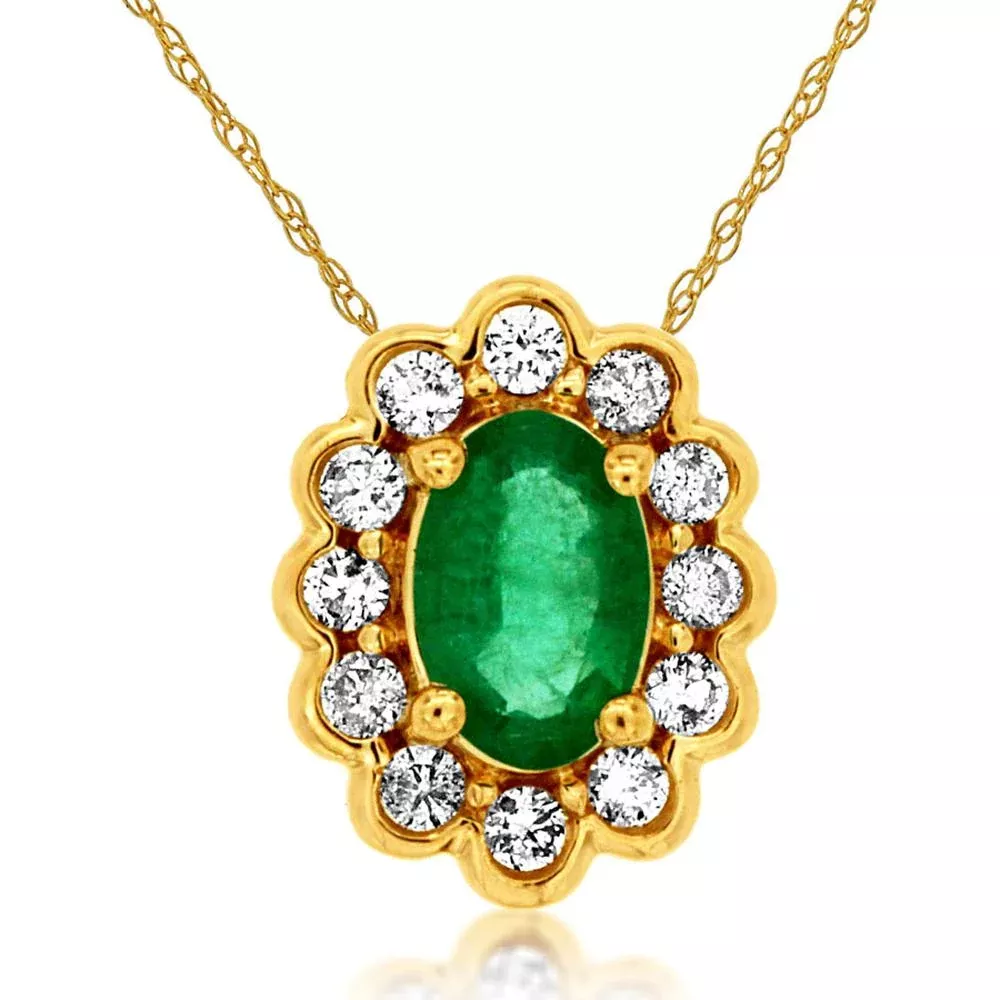 Royal 14K Yellow Gold Emerald & Diamond Necklace - Nature's Elegance