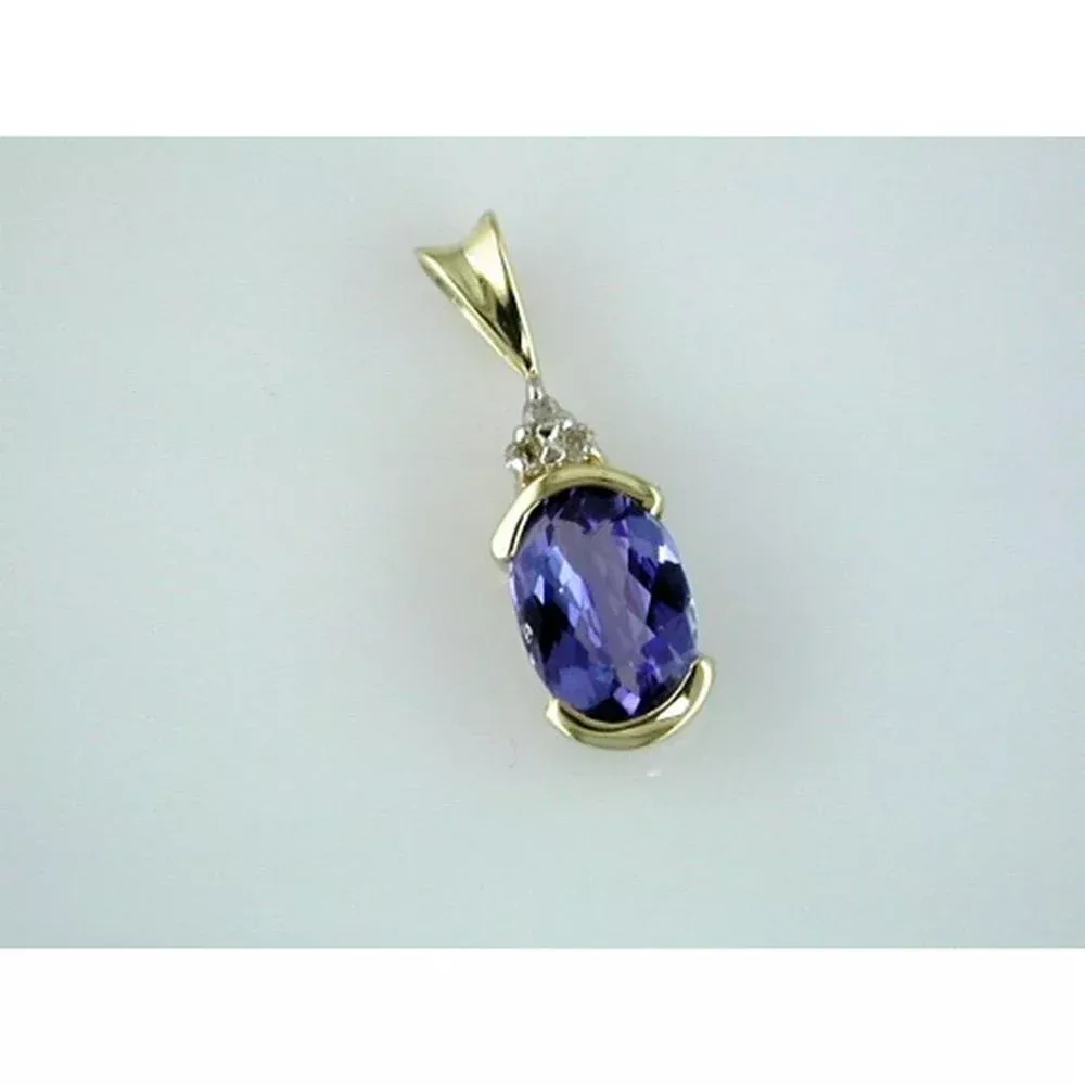 Royal 14K Yellow Gold Tanzanite & Diamond Pendant - Radiant Elegance