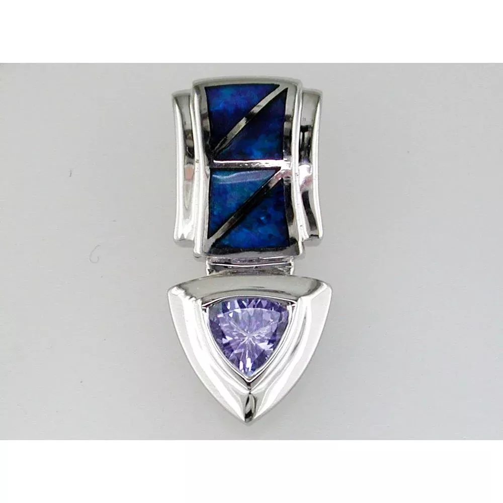 Royal Opulent 14K White Gold Opal and Diamond Pendant - Exquisite Elegance