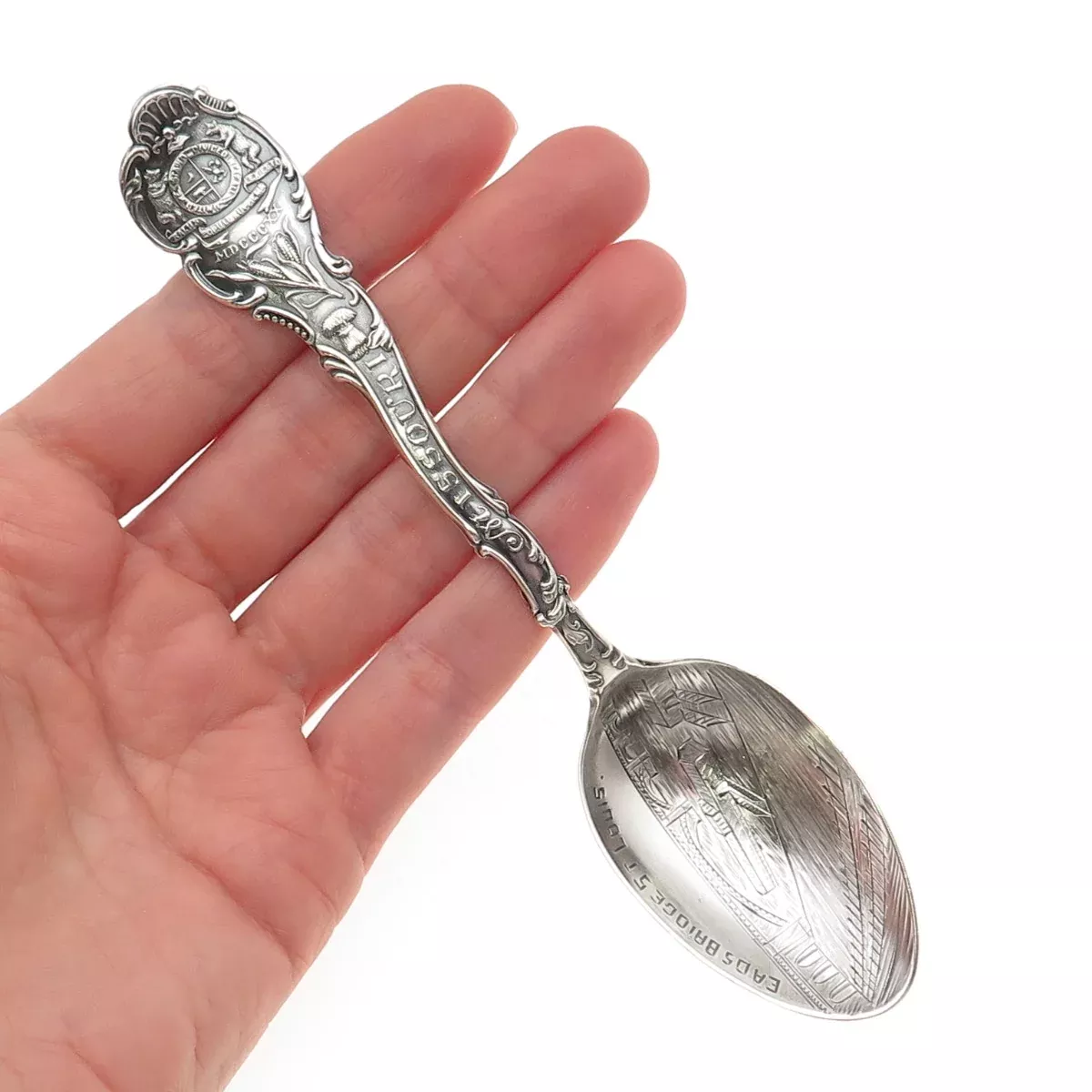 Shepard 925 Sterling Silver Antique Art Deco Missouri State Coffee Spoon