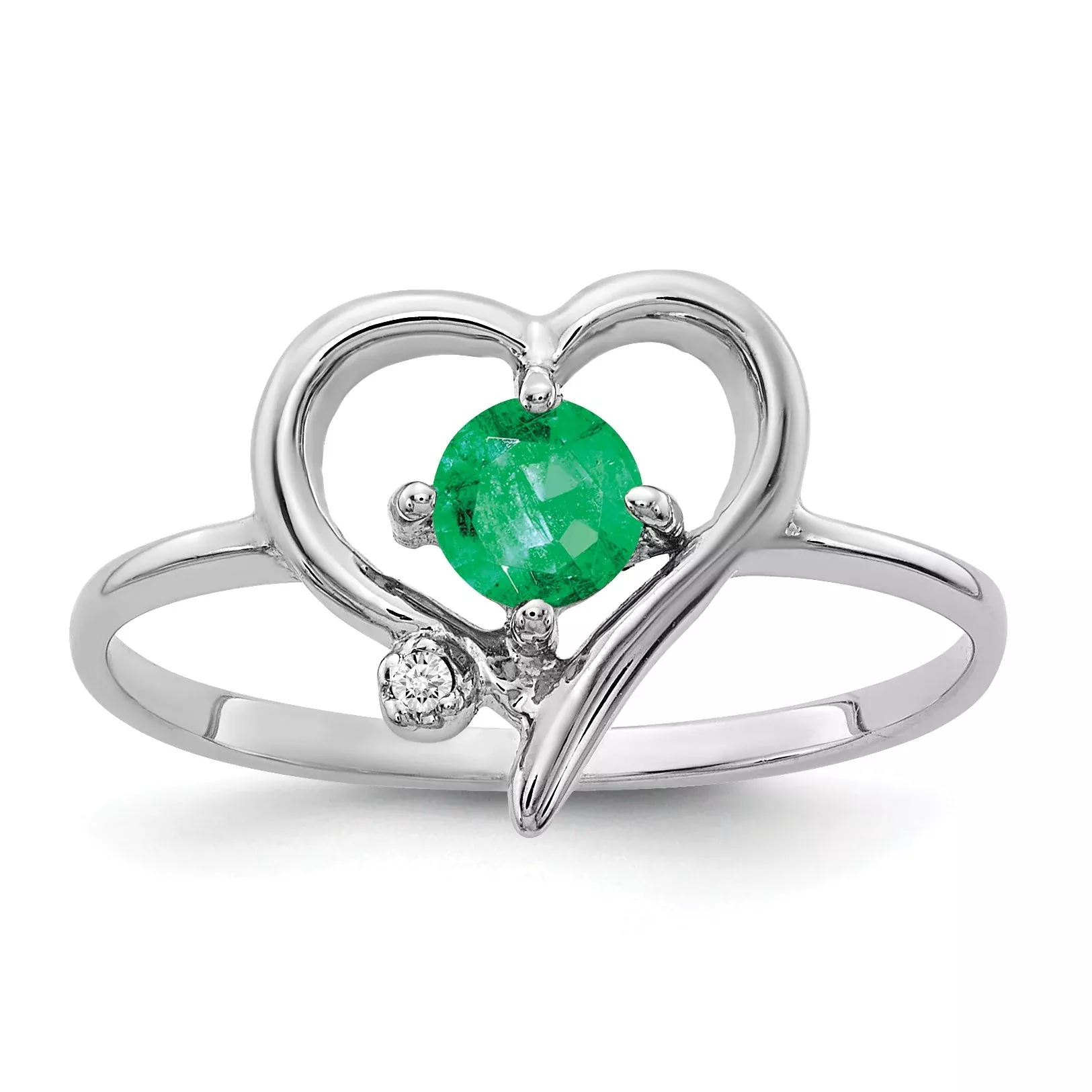 Solid 14k White Gold 4mm Simulated Emerald VS CZ Ring