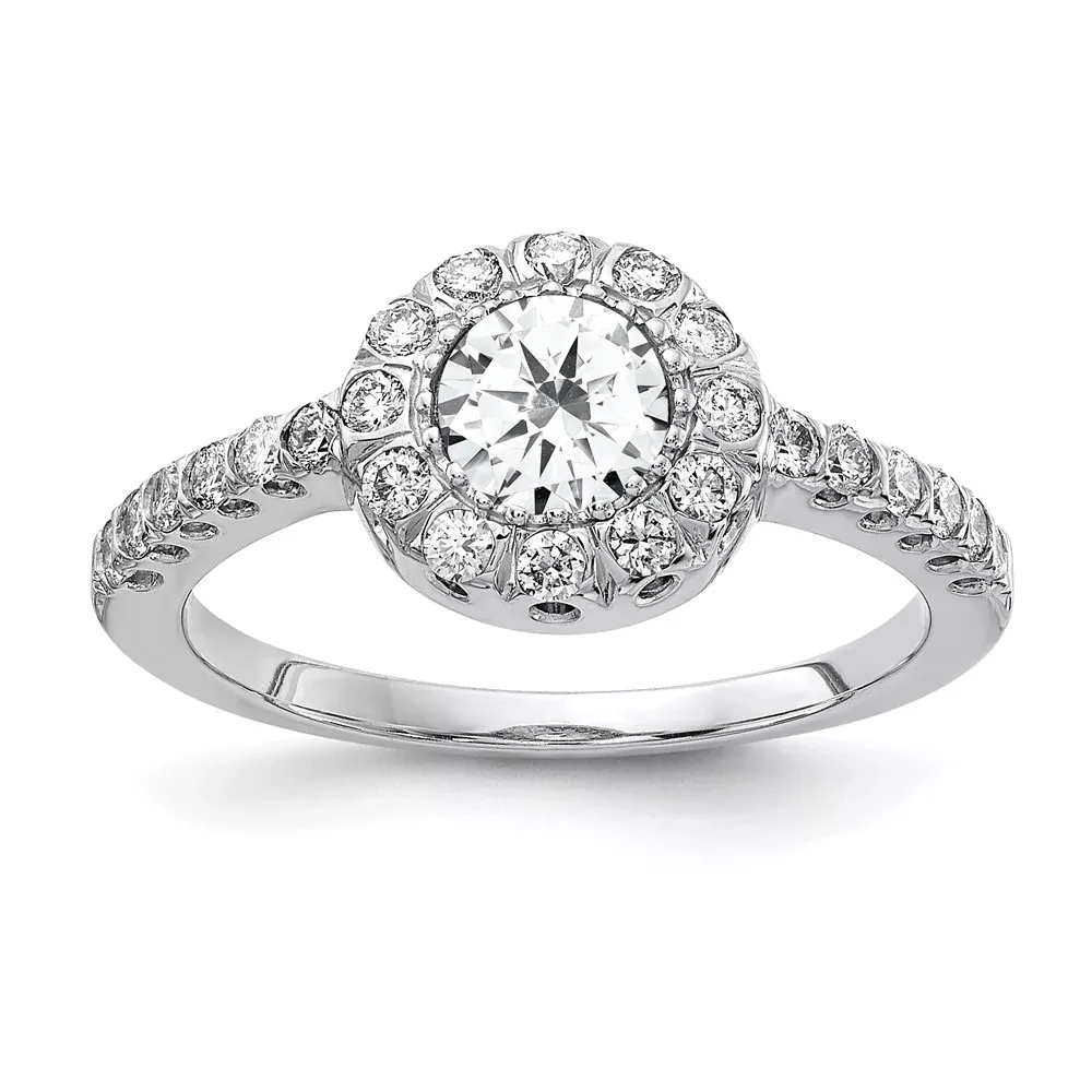 Solid 14k White Gold 5mm Cubic Zirconia A Simulated CZ Ring