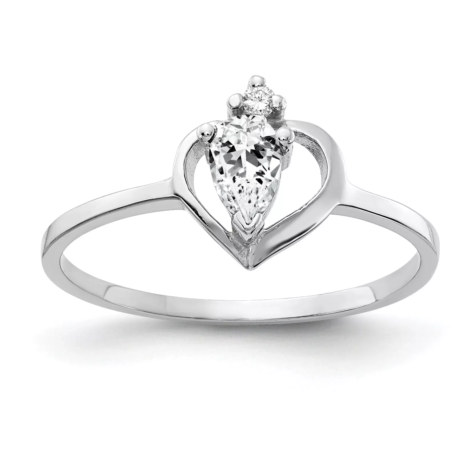 Solid 14k White Gold 5x3mm Pear Cubic Zirconia AA Simulated CZ Ring