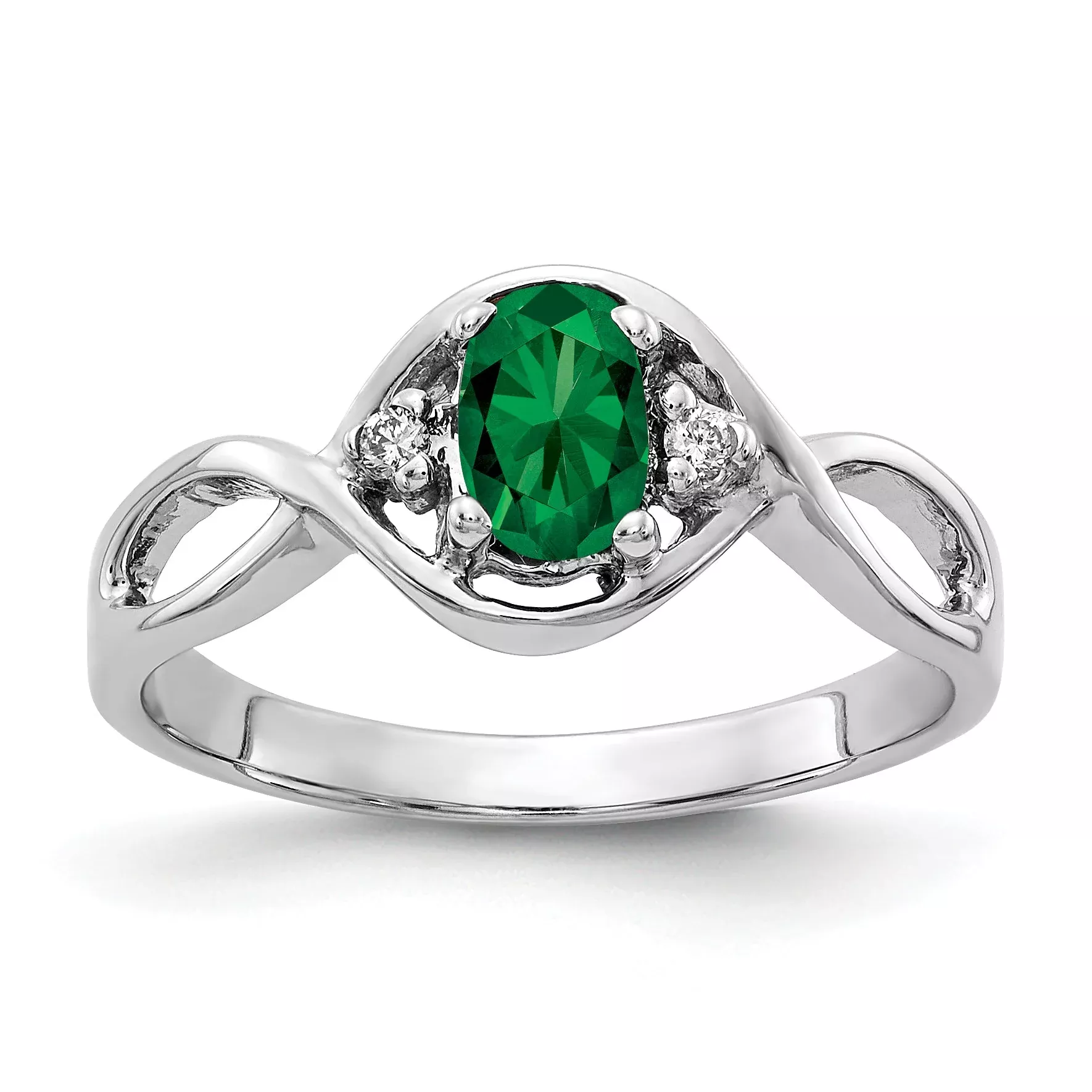 Solid 14k White Gold 6x4mm Oval Mount St. Helens AAA Simulated CZ Ring