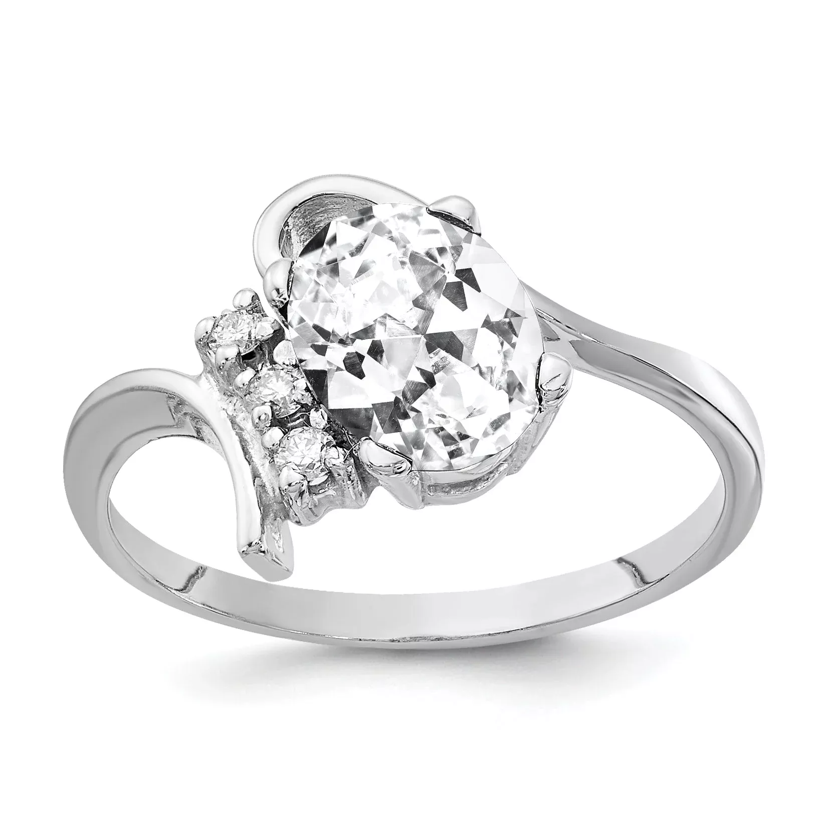 Solid 14k White Gold 8x6mm Oval Cubic Zirconia AA Simulated CZ Ring