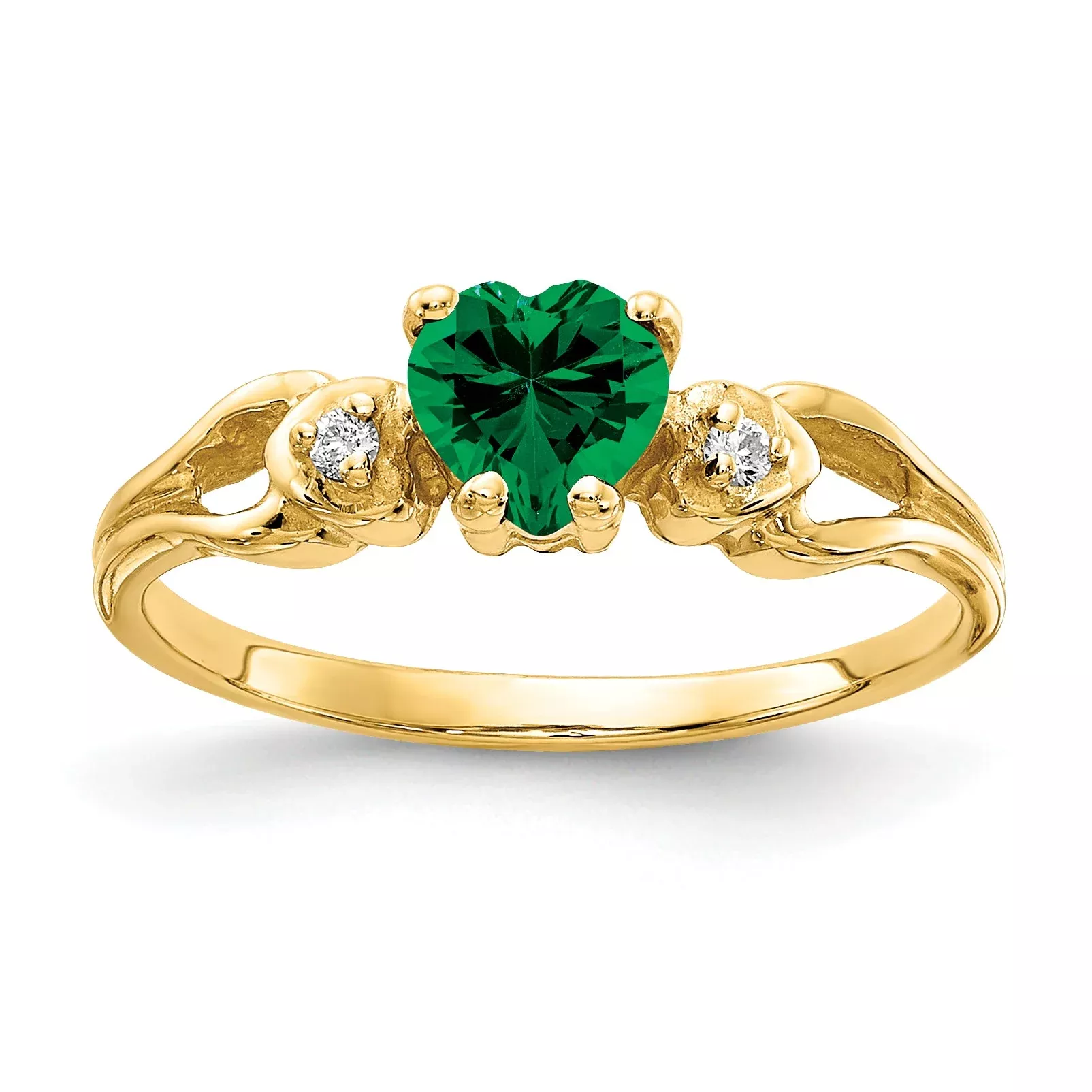 Solid 14k Yellow Gold 5mm Heart Mount St. Helens AA Simulated CZ Ring