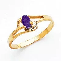 Solid 14k Yellow Gold 5x3mm Oval Tsavorite VS Simulated CZ Ring