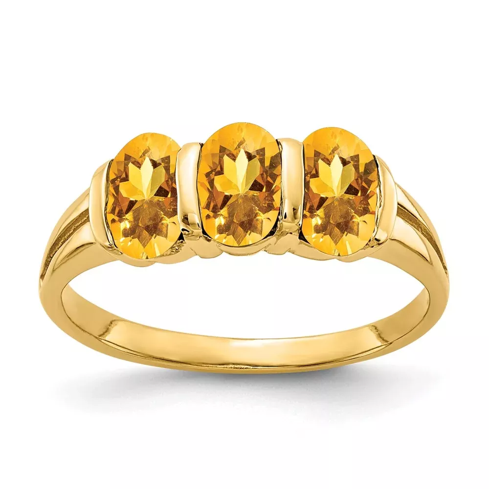 Solid 14k Yellow Gold 6x4mm Oval Simulated Citrine Ring