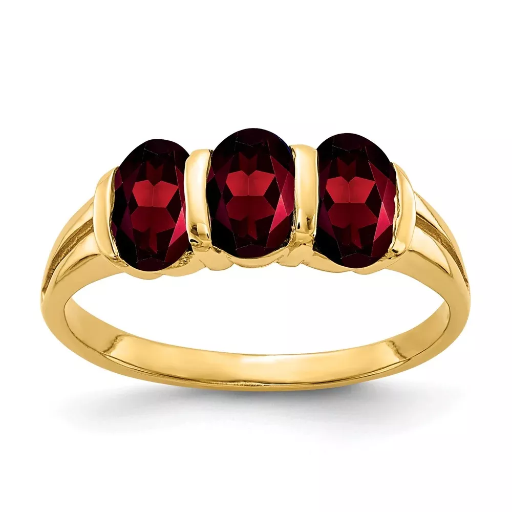 Solid 14k Yellow Gold 6x4mm Oval Simulated Garnet Ring