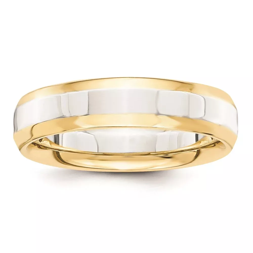 Solid 18K Yellow Gold Two-Tone 5mm Domed Size 10 Wedding Men's /Women's Wedding Band Ring