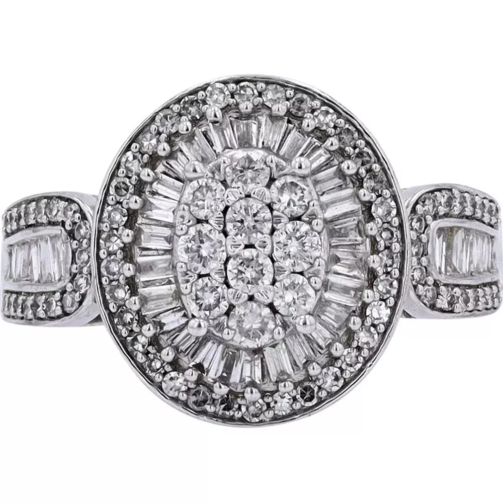 Sparkling 14K White Gold 1 Carat Oval Diamond Ring