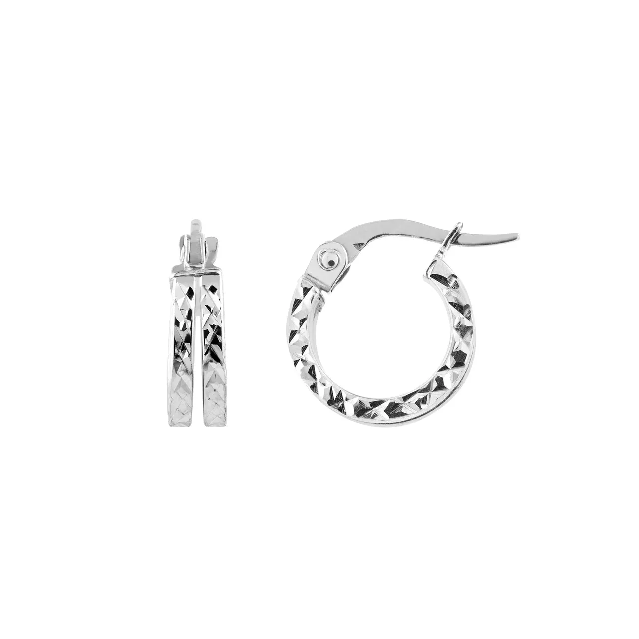 Split Mini Diamond-Cut Hoop Earrings
