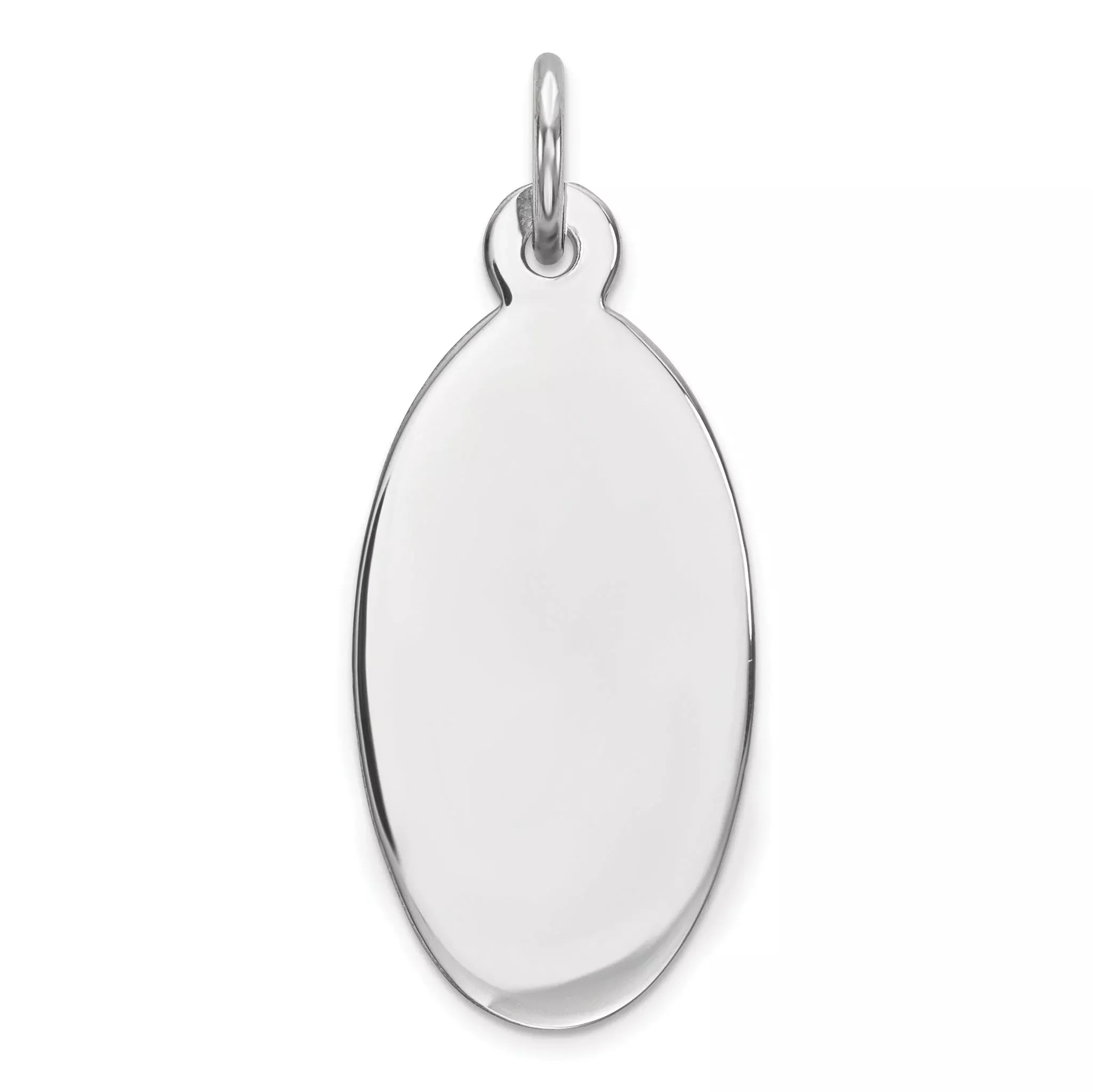 Sterl Silver Rh-plt Engraveable Oval Polished Front/Satin Back Disc Charm