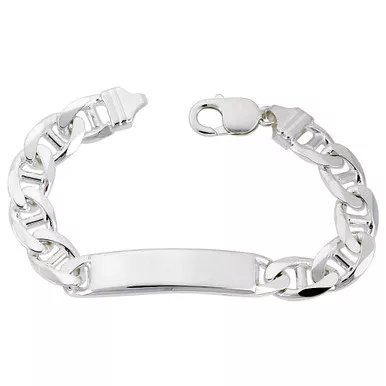 Sterling Silver 11 Mm Mariner ID bracelet 8 Inches