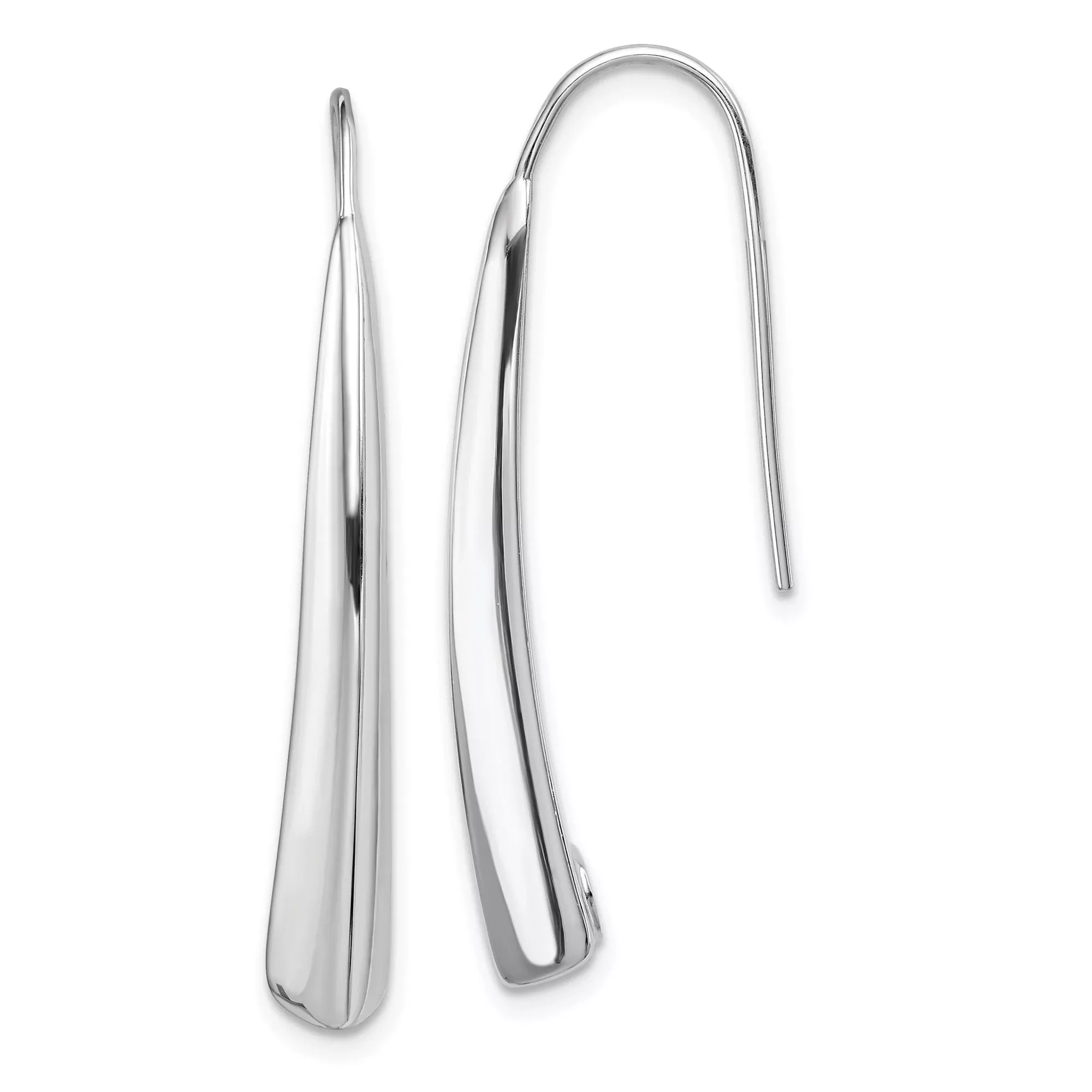 Sterling Silver Drop Earrings, Sleek Teardrop Dangle Design, Modern Minimalist Style