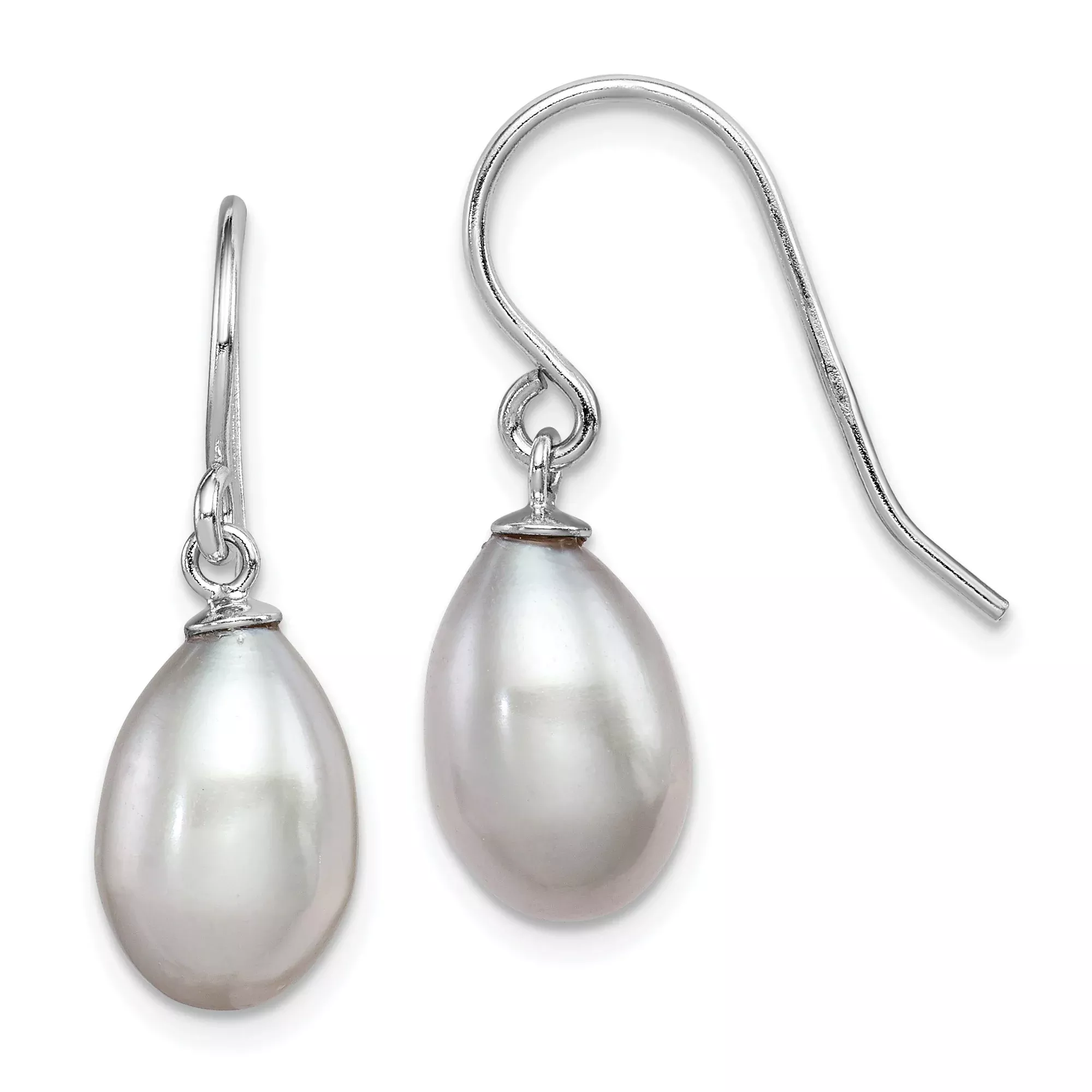 Sterling Silver Drop Earrings with Teardrop White Freshwater Pearls, Classic Dangle Design