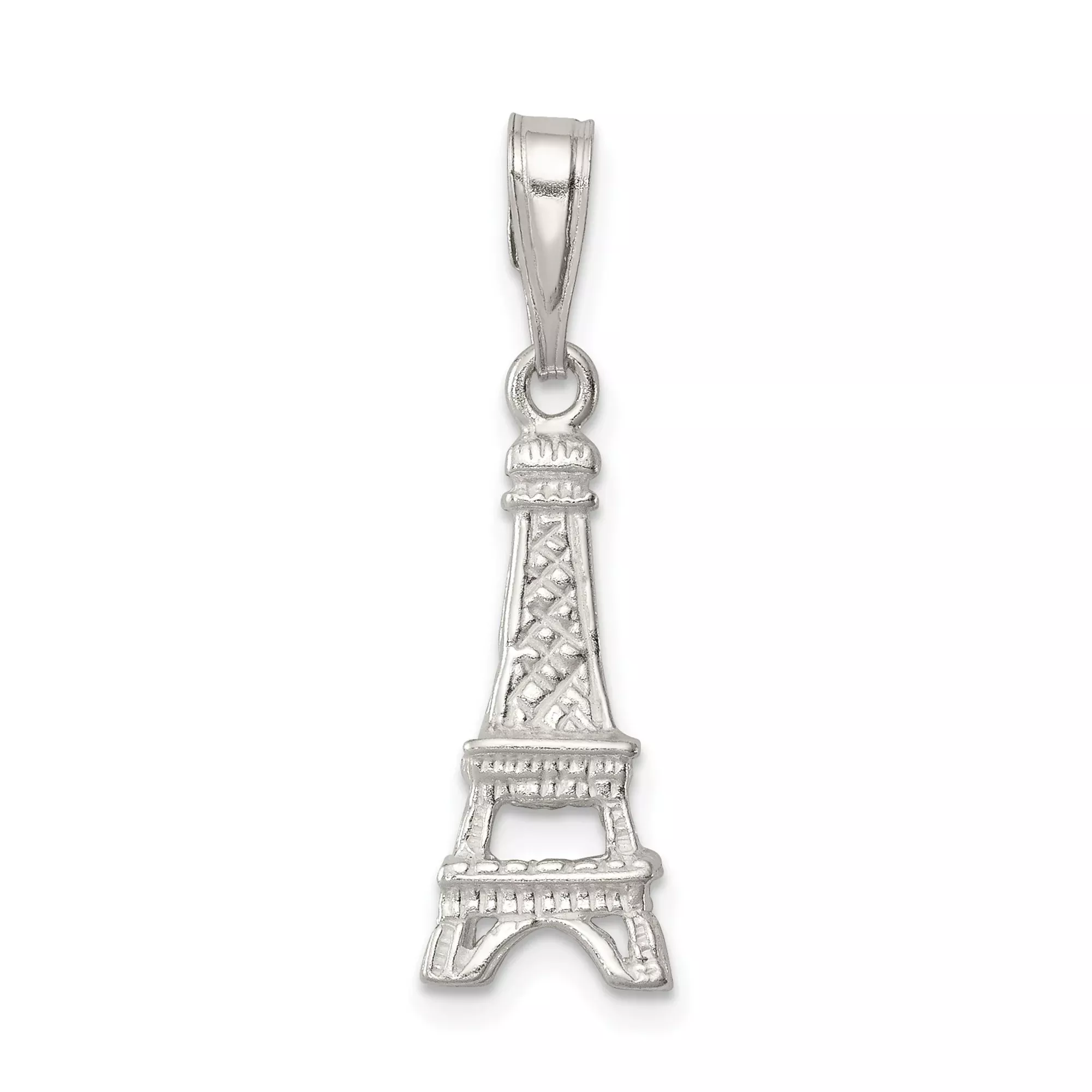 Sterling Silver Eiffel Tower Pendant Charm with Detailed Paris Landmark Design