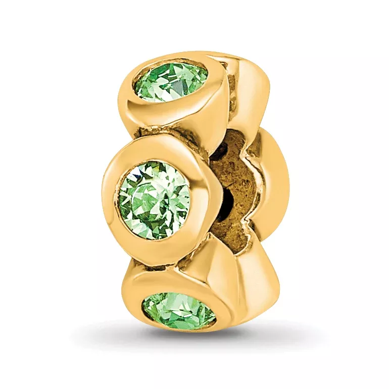 Sterling Silver Gold-plated Reflections Aug Green Preciosa Crystal Bead