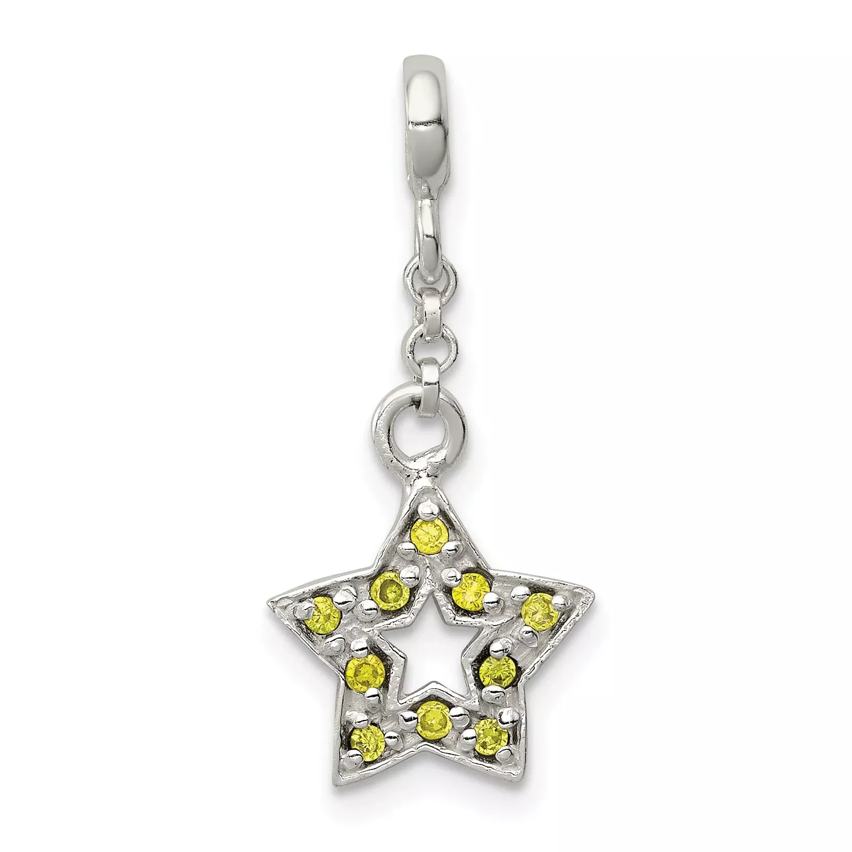 Sterling Silver Green CZ Star 1/2in Dangle Enhancer